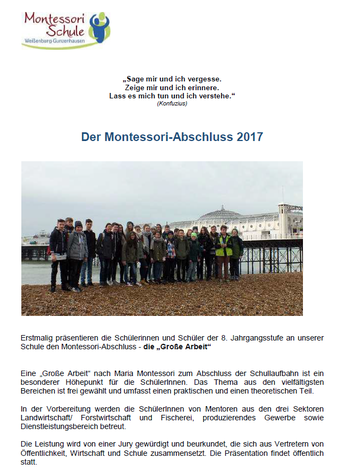 Große Montessori Arbeit - 2017